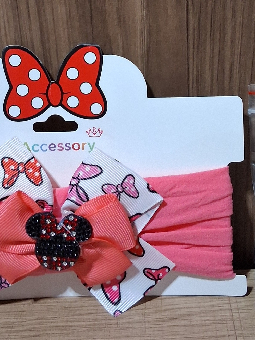 Kids Pink Bow Headband with Minnie-Style Accent